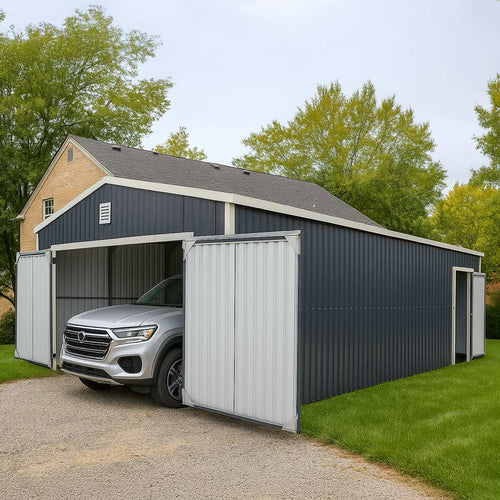 16' x 24' Metal Garage Shed with Swing Front & Side Doors, 10'6" Peak Height, TMG-MS1624A TMG Industrial