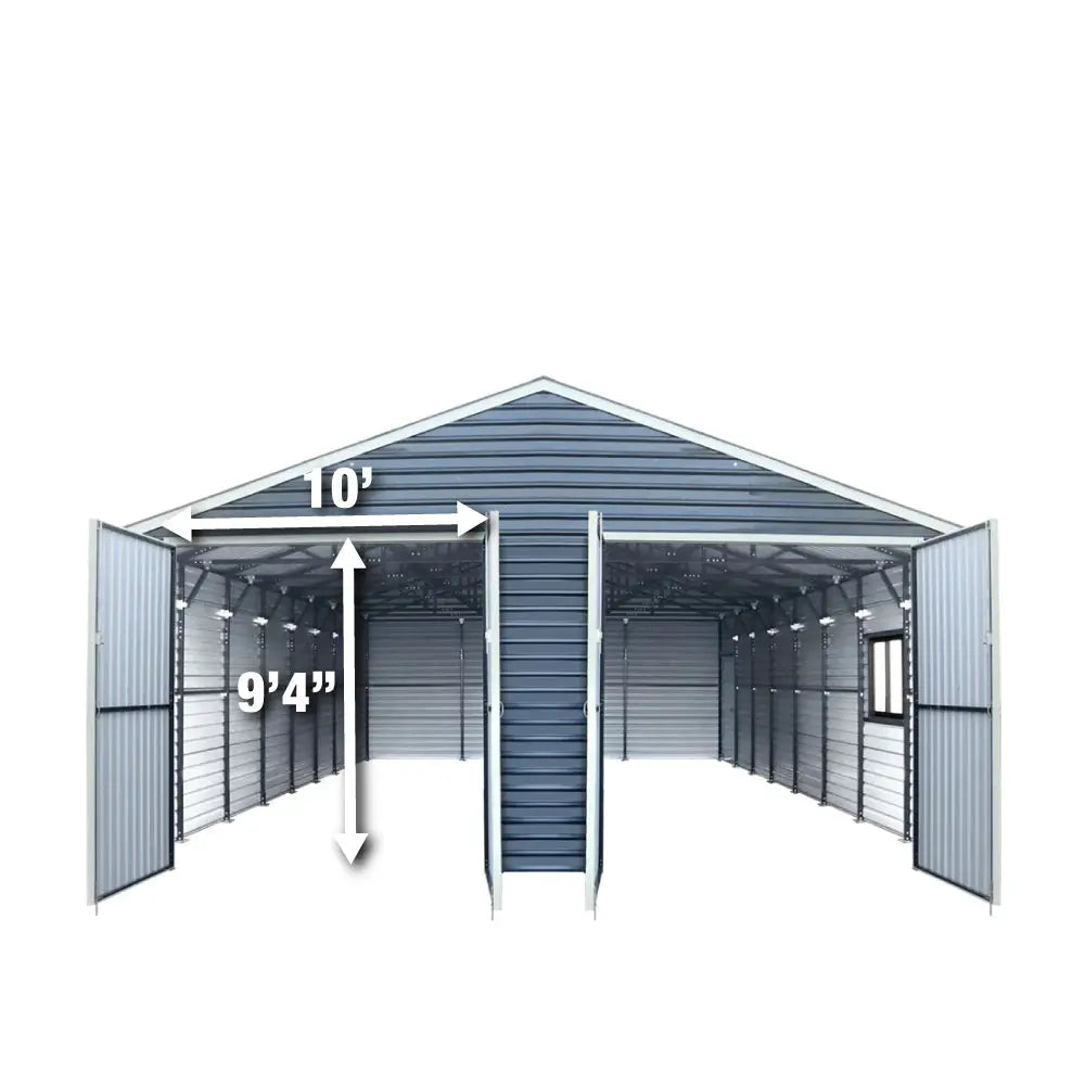 26' x 40' Metal Garage Shed, 9' High Double Front Doors, 14' Peak, 1040 Sq-Ft TMG-MS2640 TMG Industrial