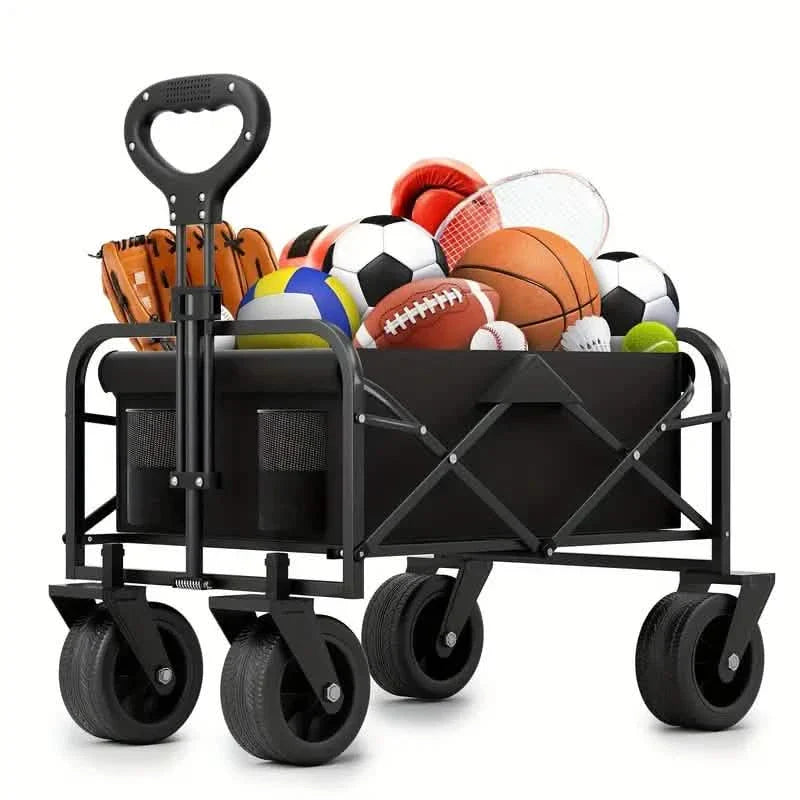 Heavy Duty Utility Portable Foldable Outdoor Beach Garden Wagon Cart with 360° All Terrain Wheels DailySale