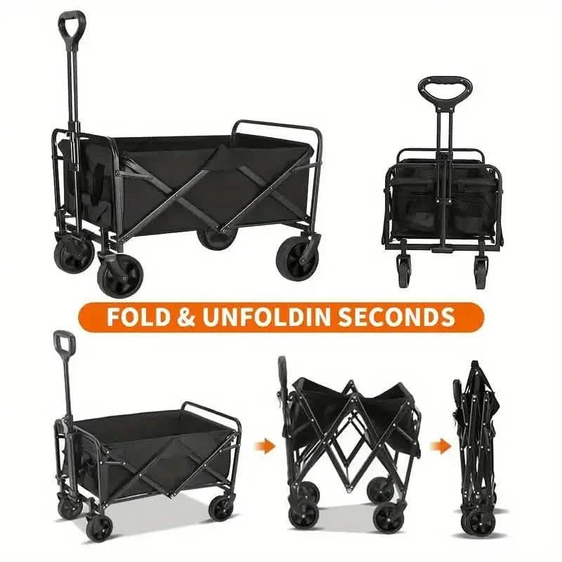 Heavy Duty Utility Portable Foldable Outdoor Beach Garden Wagon Cart with 360° All Terrain Wheels DailySale