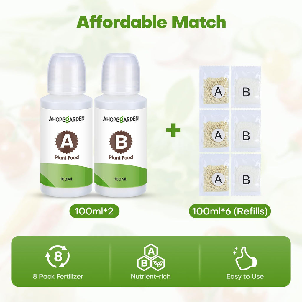 Ahopegarden 86PCS Hydroponic Pods Kit: Grow Anything Herb Kits with 600ml A&B Plant Food, 40 Grow Sponges, 40 Labels, 1 Tweezer - Hydroponics Supplies for Aerogarden&Most Brand Herb Garden The Rooted Muse