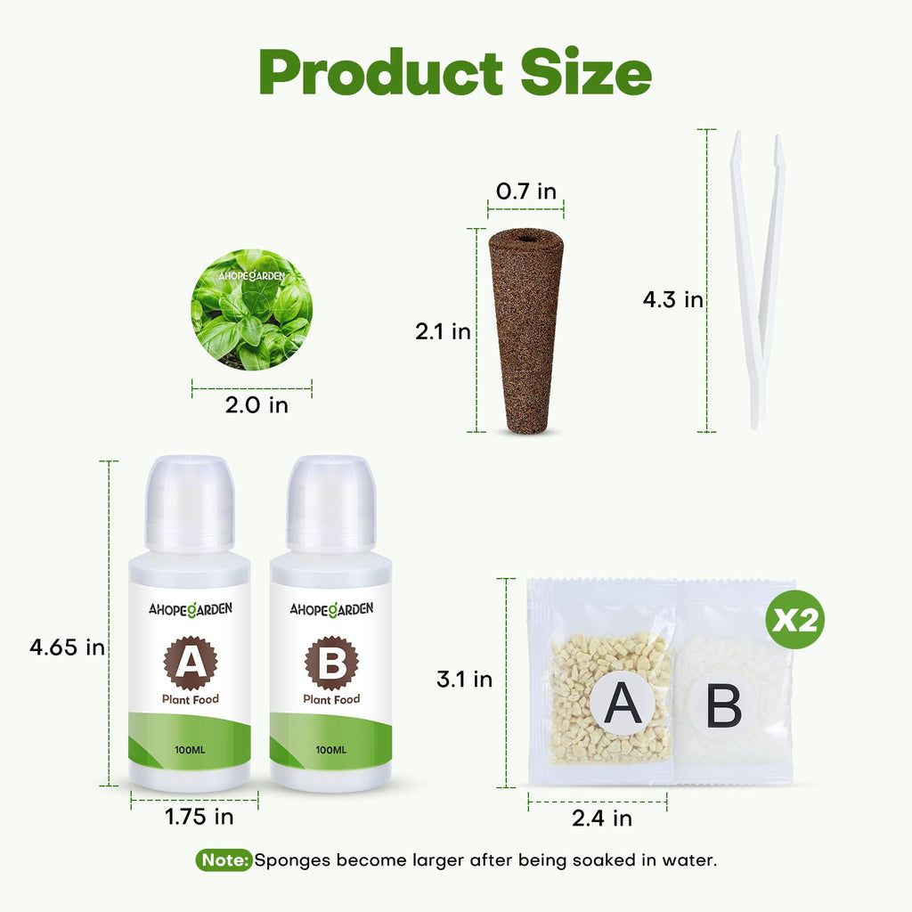 Ahopegarden 86PCS Hydroponic Pods Kit: Grow Anything Herb Kits with 600ml A&B Plant Food, 40 Grow Sponges, 40 Labels, 1 Tweezer - Hydroponics Supplies for Aerogarden&Most Brand Herb Garden The Rooted Muse