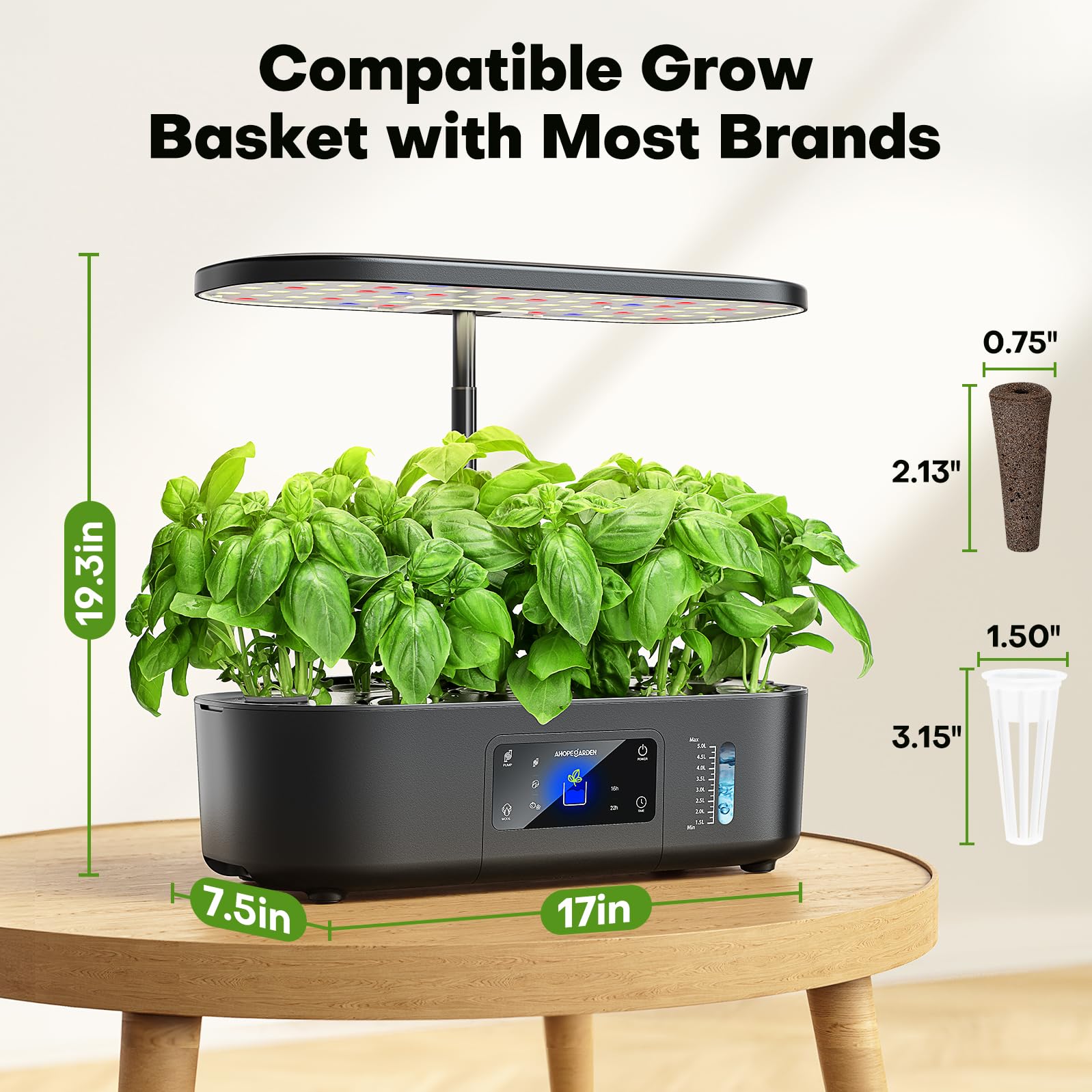 Ahopegarden Hydroponics Growing System Kit Indoor Herb Garden with Grow Light 12 Pods, with LCD Touch Panel Hydroponic Planter, Planting Height Up to 17", Grower Harvest Fresh Veggie Lettuce, Black The Rooted Muse