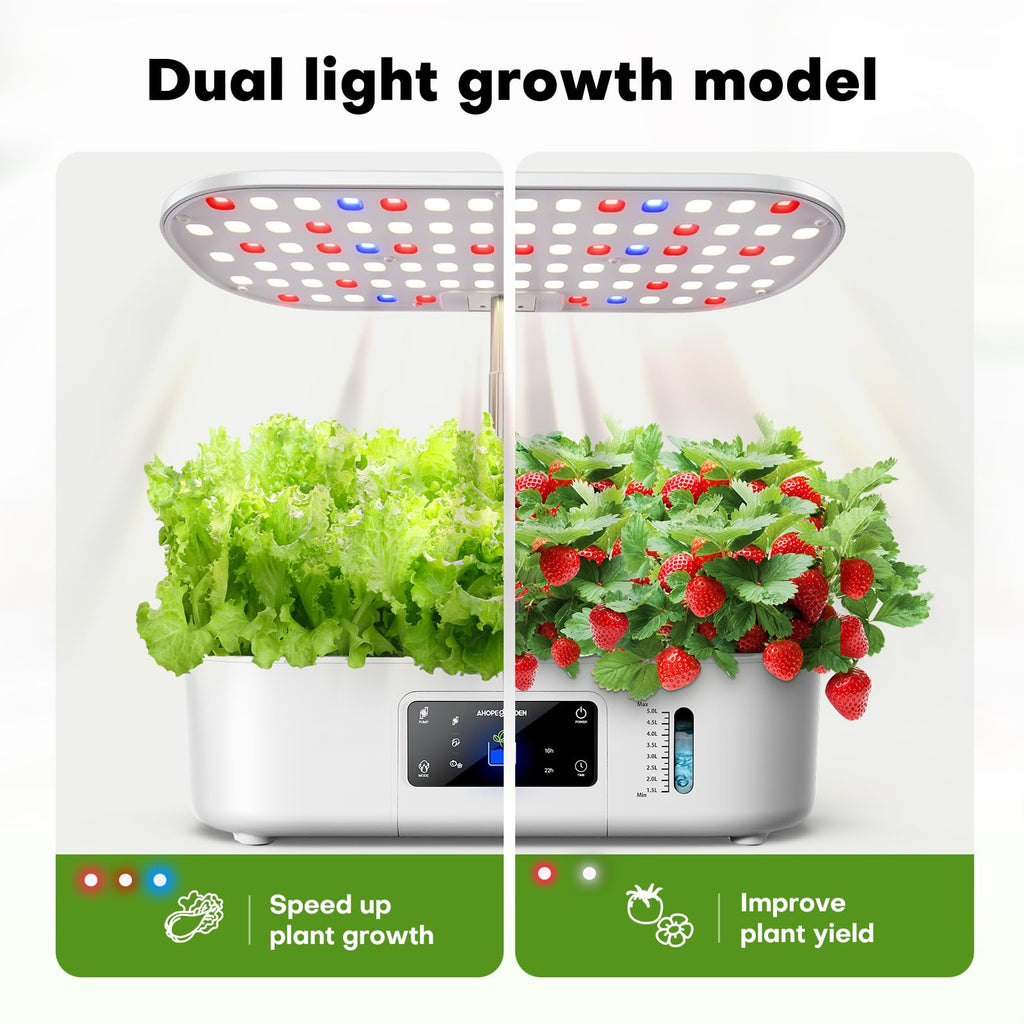 Ahopegarden Hydroponics Growing System Kit Indoor Herb Garden with Grow Light 12 Pods, with LCD Touch Panel Hydroponic Planter, Planting Height Up to 17", Grower Harvest Fresh Veggie Lettuce, Black The Rooted Muse