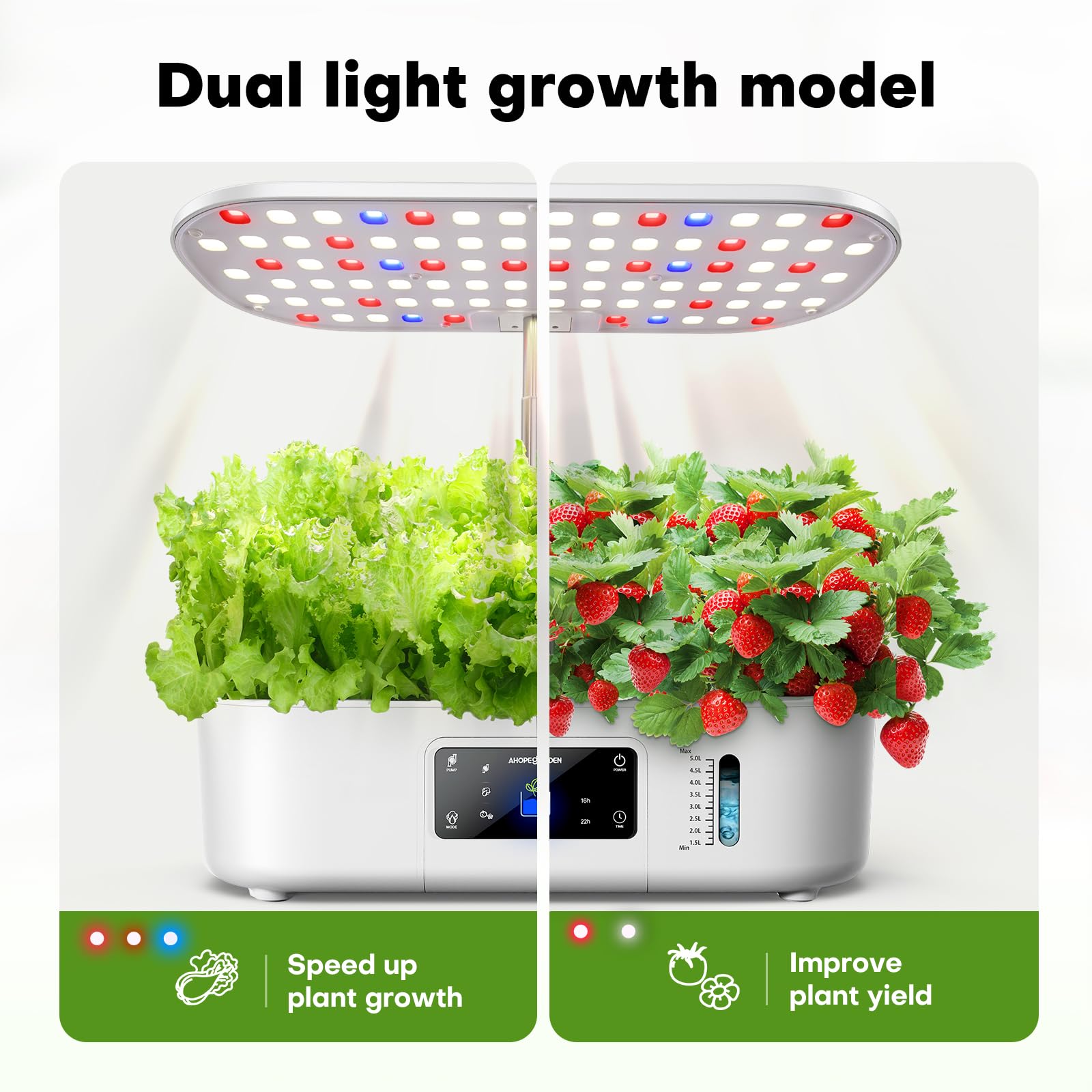 Ahopegarden Hydroponics Growing System Kit Indoor Herb Garden with Grow Light 12 Pods, with LCD Touch Panel Hydroponic Planter, Planting Height Up to 17", Grower Harvest Fresh Veggie Lettuce, Black The Rooted Muse