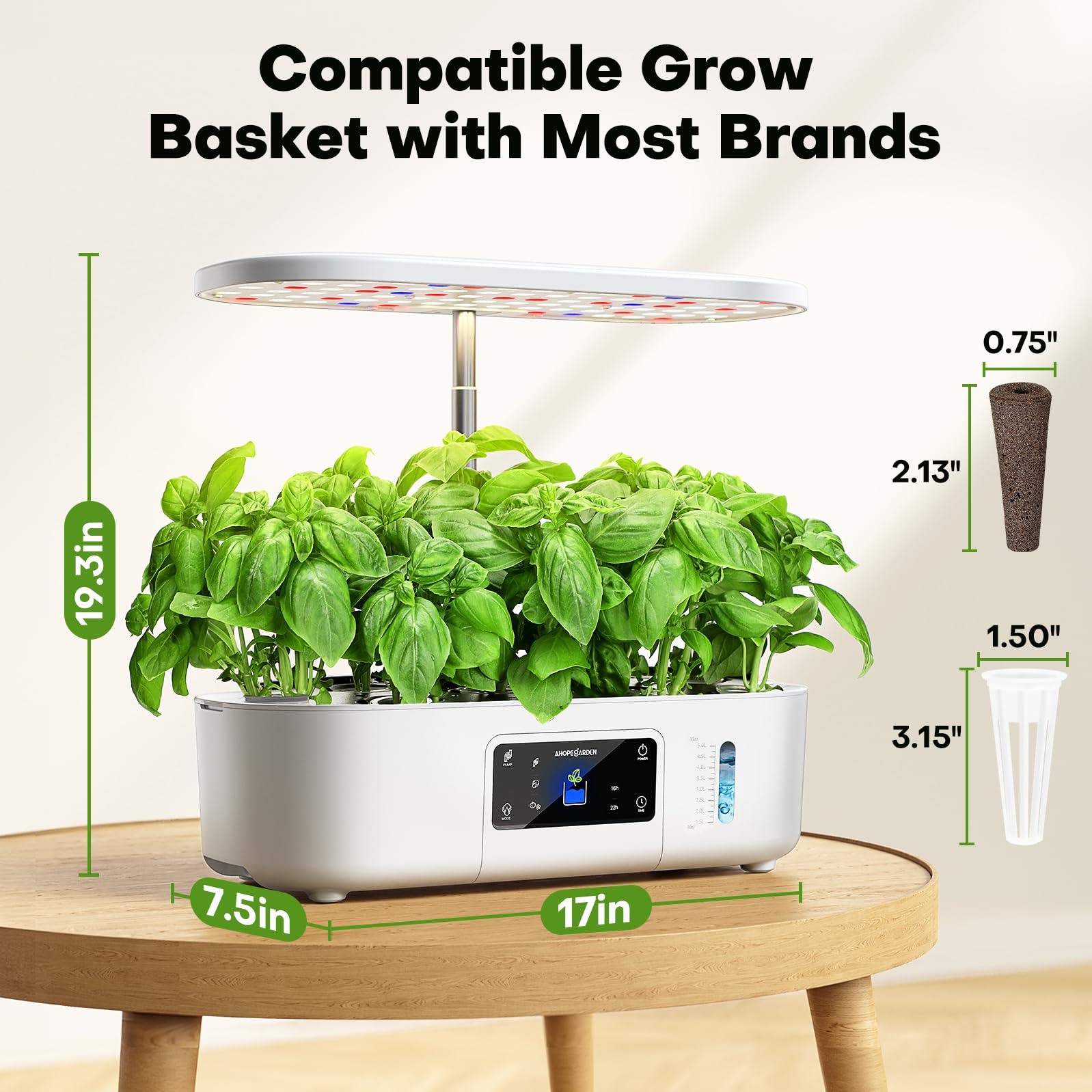Ahopegarden Hydroponics Growing System Kit Indoor Herb Garden with Grow Light 12 Pods, with LCD Touch Panel Hydroponic Planter, Planting Height Up to 17", Grower Harvest Fresh Veggie Lettuce, Black The Rooted Muse