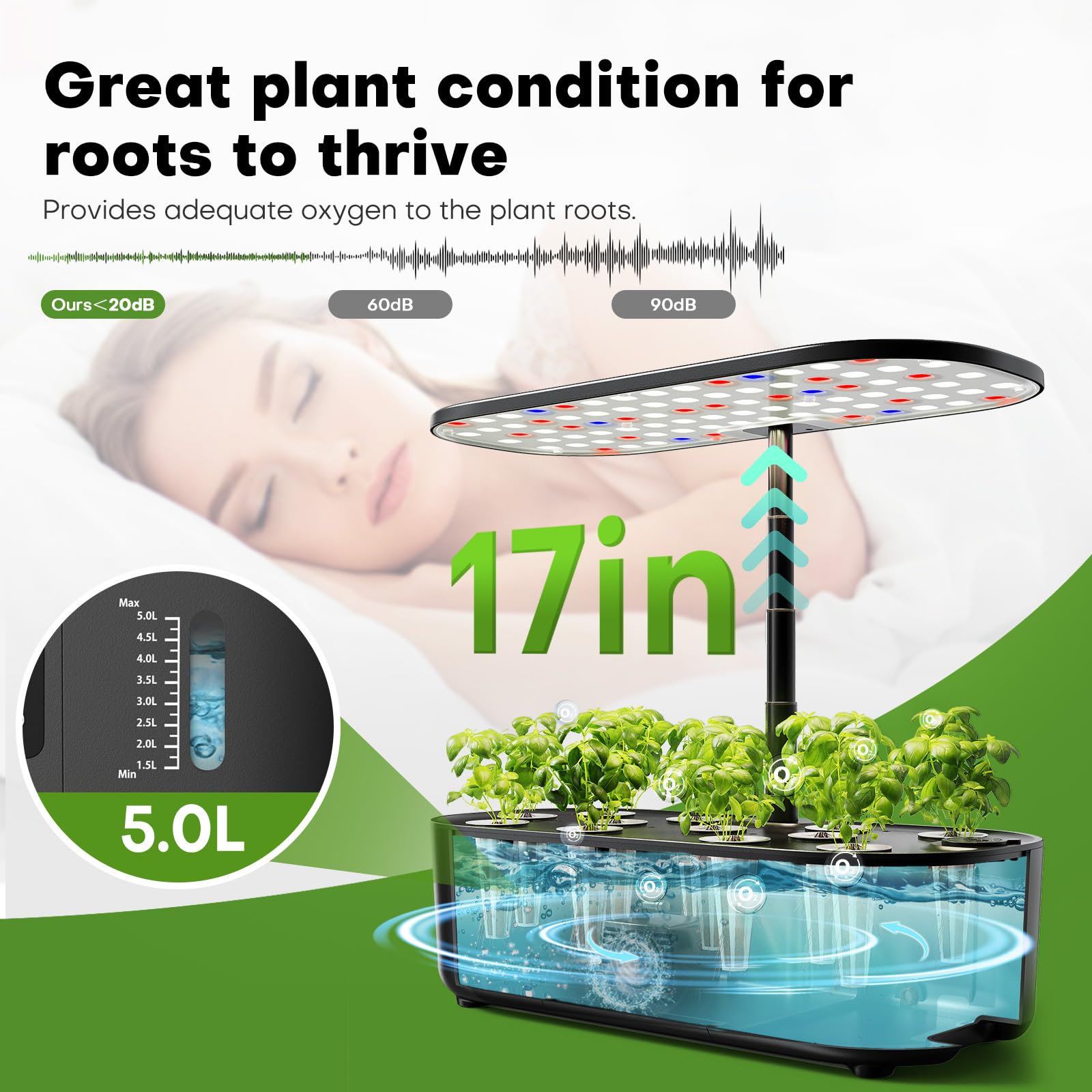 Ahopegarden Hydroponics Growing System Kit Indoor Herb Garden with Grow Light 12 Pods, with LCD Touch Panel Hydroponic Planter, Planting Height Up to 17", Grower Harvest Fresh Veggie Lettuce, Black The Rooted Muse