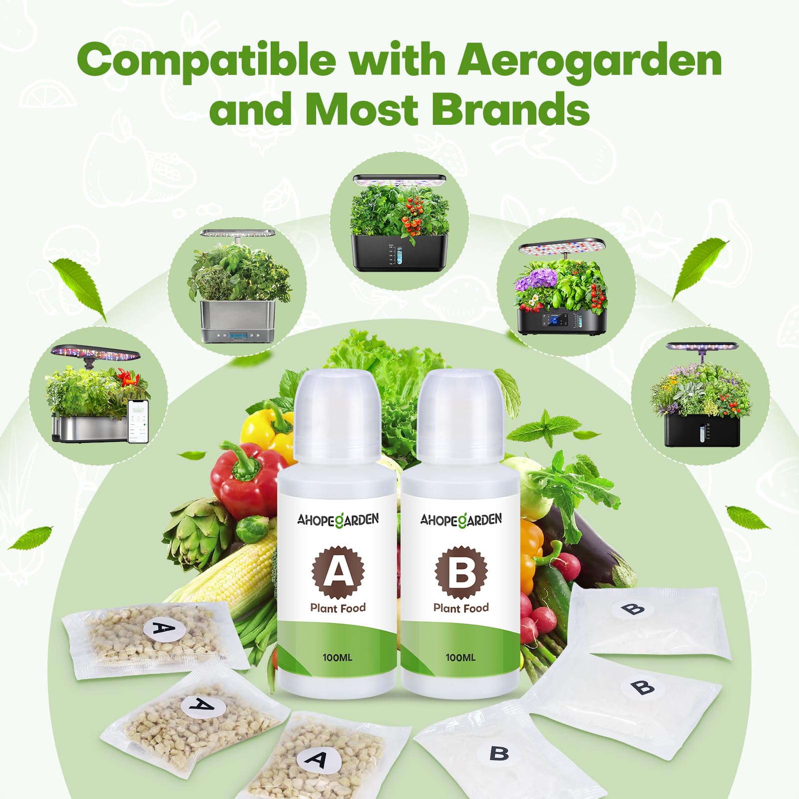 Ahopegarden 86PCS Hydroponic Pods Kit: Grow Anything Herb Kits with 600ml A&B Plant Food, 40 Grow Sponges, 40 Labels, 1 Tweezer - Hydroponics Supplies for Aerogarden&Most Brand Herb Garden The Rooted Muse