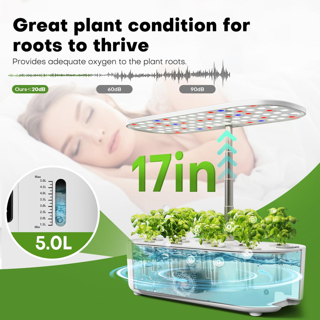 Ahopegarden Hydroponics Growing System Kit Indoor Herb Garden with Grow Light 12 Pods, with LCD Touch Panel Hydroponic Planter, Planting Height Up to 17", Grower Harvest Fresh Veggie Lettuce, Black The Rooted Muse