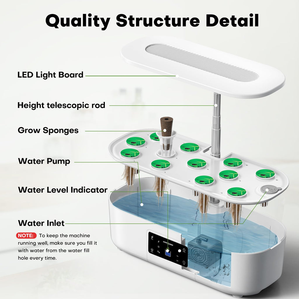 Ahopegarden Hydroponics Growing System Kit Indoor Herb Garden with Grow Light 12 Pods, with LCD Touch Panel Hydroponic Planter, Planting Height Up to 17", Grower Harvest Fresh Veggie Lettuce, Black The Rooted Muse