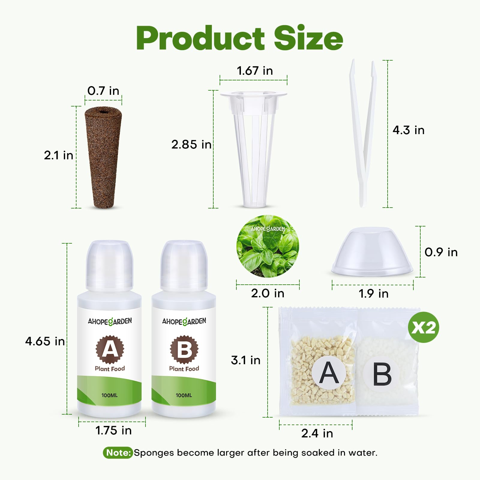 Ahopegarden 86PCS Hydroponic Pods Kit: Grow Anything Herb Kits with 600ml A&B Plant Food, 40 Grow Sponges, 40 Labels, 1 Tweezer - Hydroponics Supplies for Aerogarden&Most Brand Herb Garden The Rooted Muse