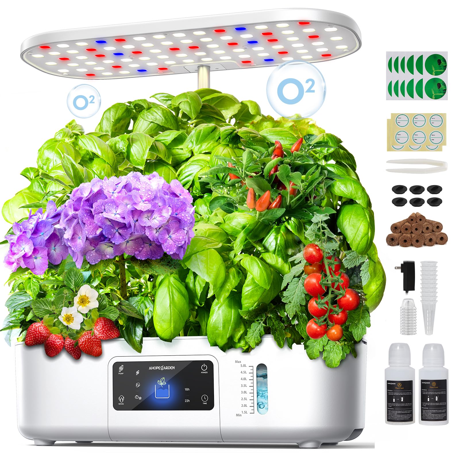 Ahopegarden Hydroponics Growing System Kit Indoor Herb Garden with Grow Light 12 Pods, with LCD Touch Panel Hydroponic Planter, Planting Height Up to 17", Grower Harvest Fresh Veggie Lettuce, Black The Rooted Muse