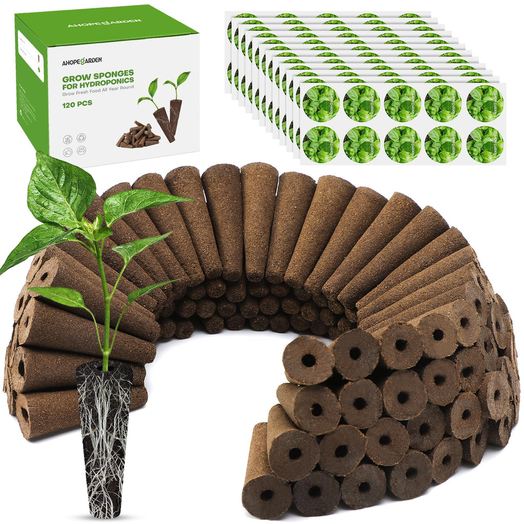 Ahopegarden 86PCS Hydroponic Pods Kit: Grow Anything Herb Kits with 600ml A&B Plant Food, 40 Grow Sponges, 40 Labels, 1 Tweezer - Hydroponics Supplies for Aerogarden&Most Brand Herb Garden The Rooted Muse