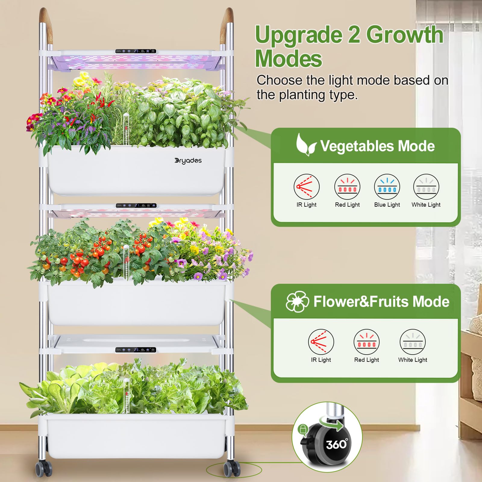 Indoor Hydroponic Growing System with 81 Pods Herbs Garden Kit with 30W Led Grow Light Large Movable 3-Layer Floor-Standing Hydroponic Gardening System for Vegetable Fruit The Rooted Muse
