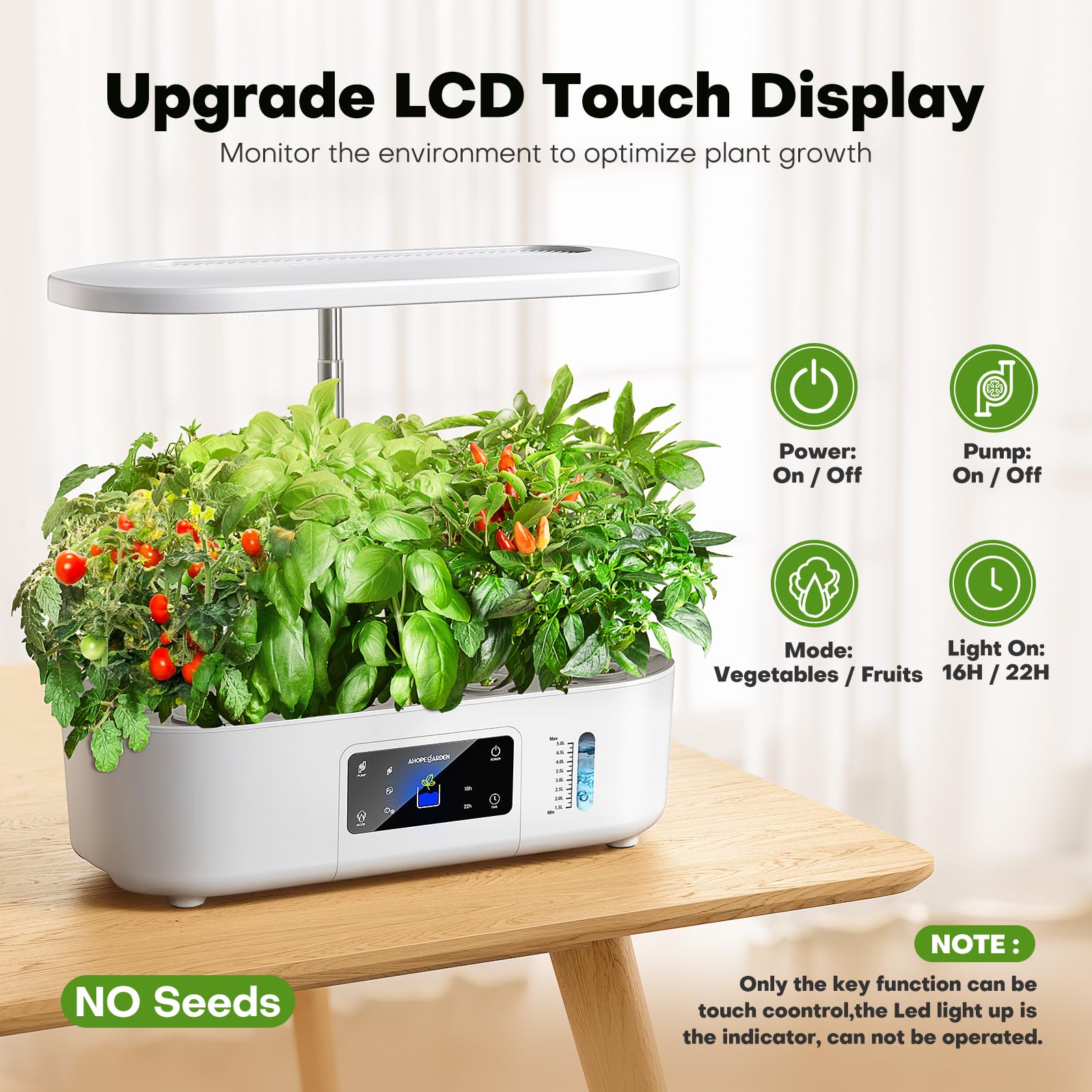 Ahopegarden Hydroponics Growing System Kit Indoor Herb Garden with Grow Light 12 Pods, with LCD Touch Panel Hydroponic Planter, Planting Height Up to 17", Grower Harvest Fresh Veggie Lettuce, Black The Rooted Muse