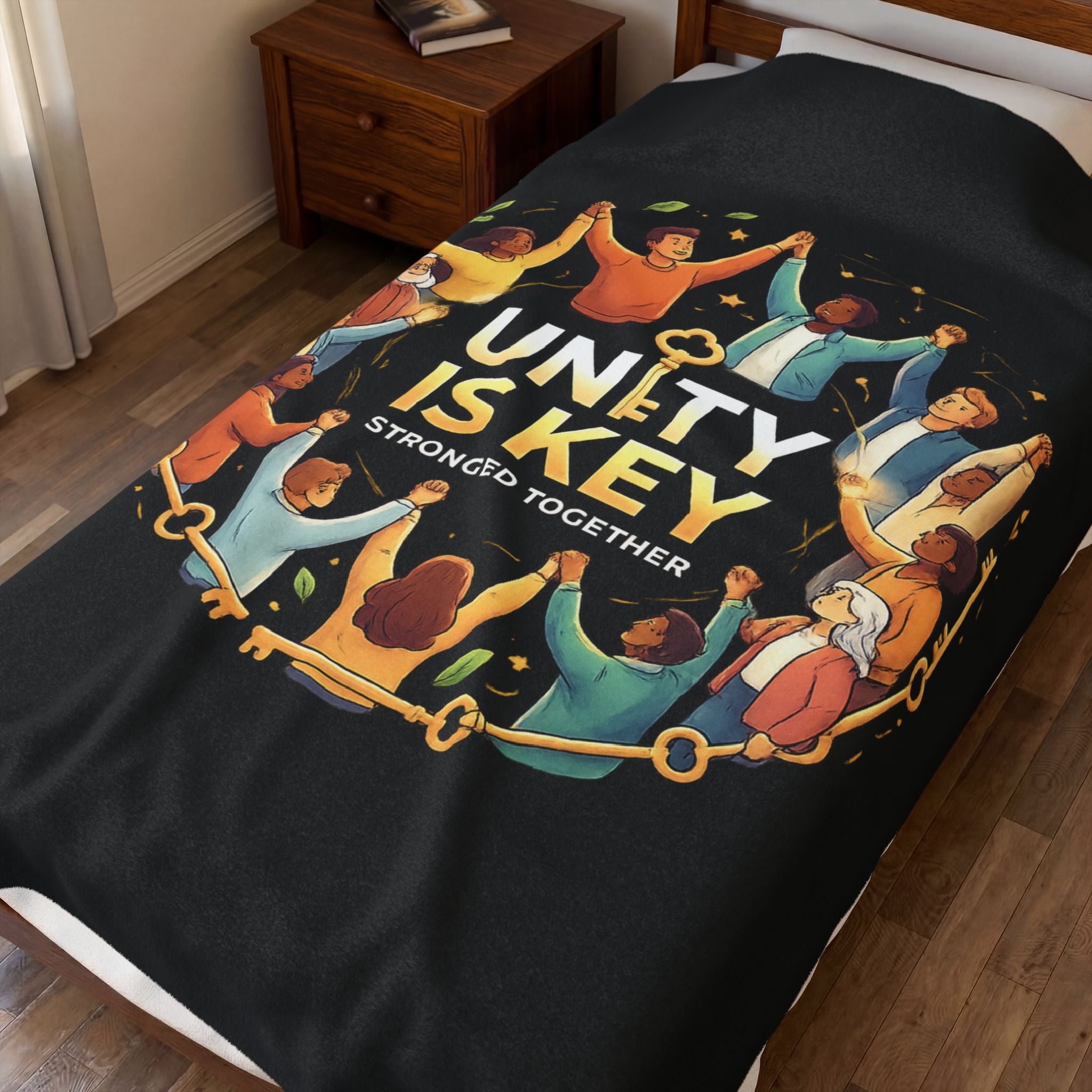 Unity is Key Velveteen Plush Blanket Printify