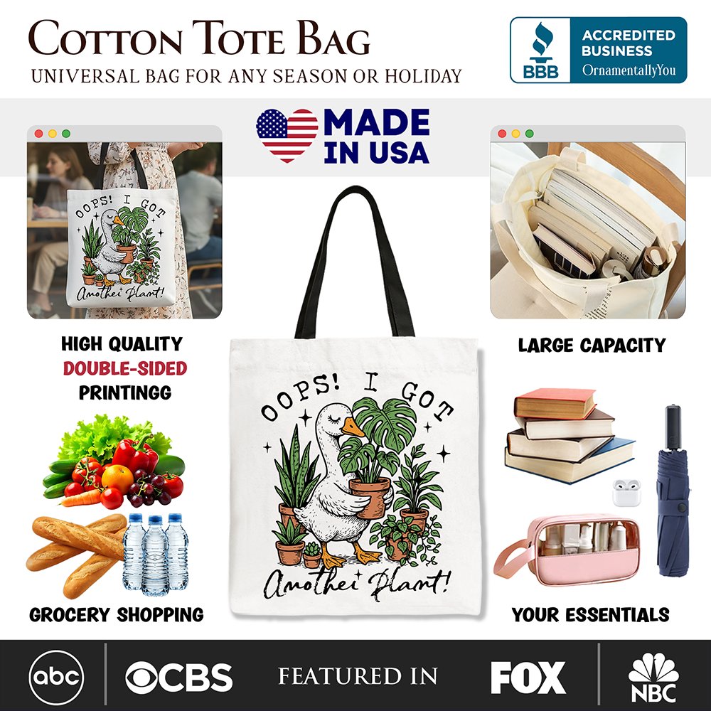 Oops I Got Another Plant Goose Canvas Tote Bag, Sarcastic Gardening Humor Gift OrnamentallyYou