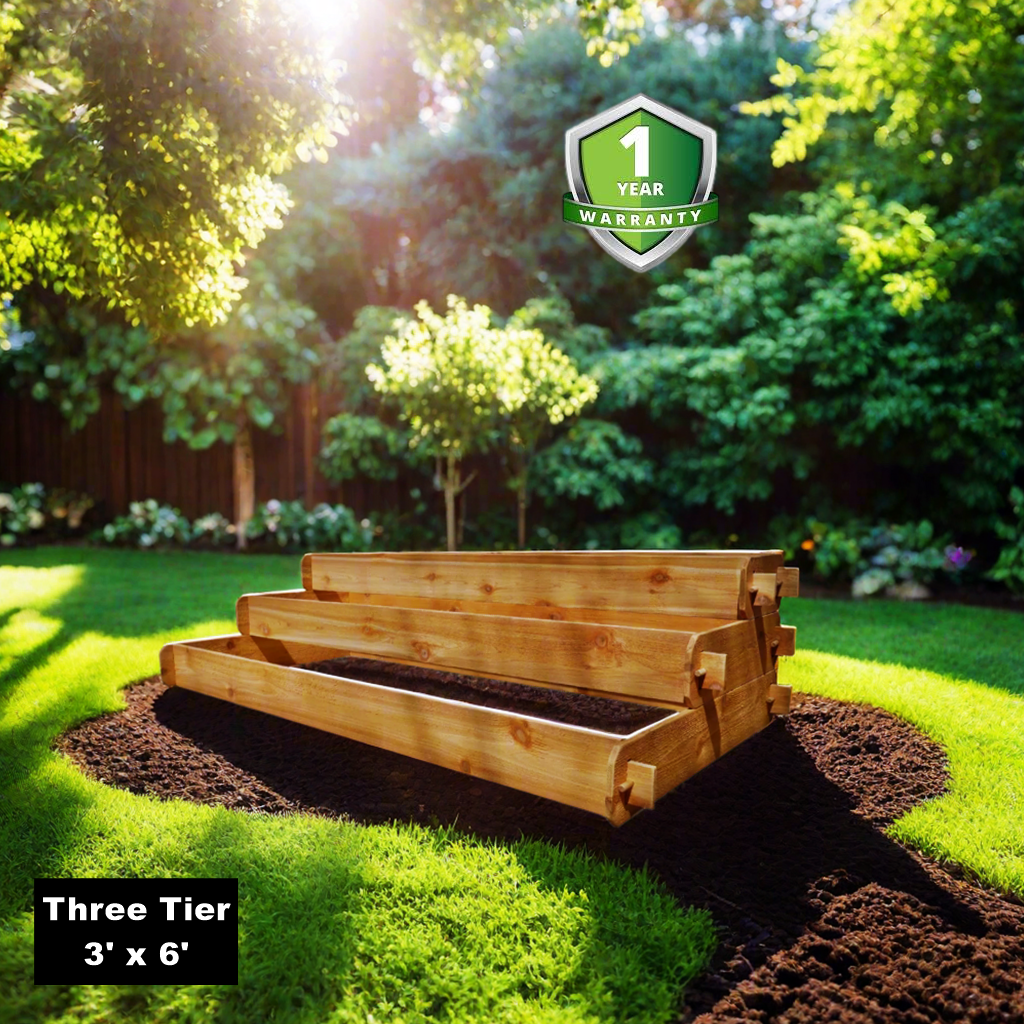 Timberlane Gardens Raised Garden Bed Kit Large 3 Tiered (1x6 2x6 3x6) Select Cedar Elevated Planter Timberlane Gardens