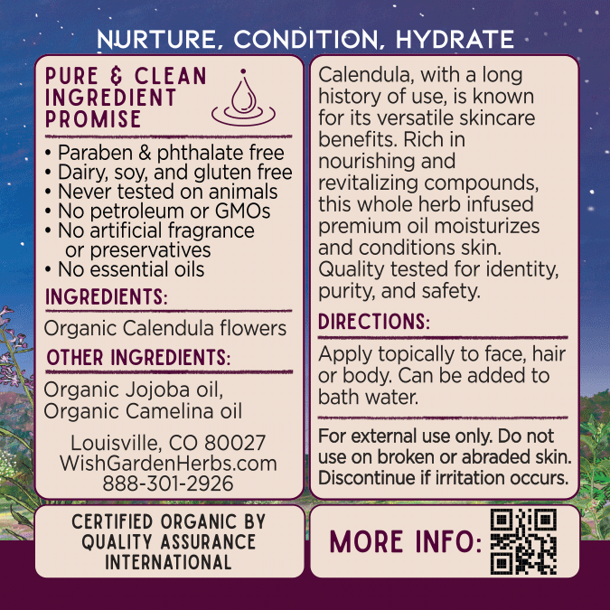 Calendula Oil, Nourish & Revitalize WishGarden Herbs