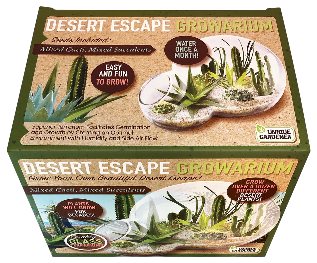 Desert Escape Growarium Succulent and Cacti Seed Terrarium Kit Unique Gardener