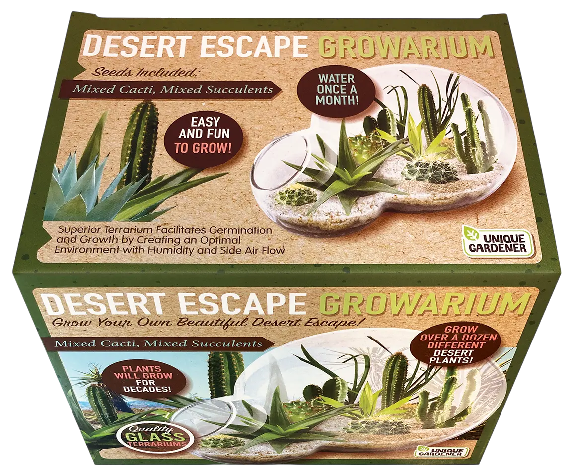 Desert Escape Growarium Succulent and Cacti Seed Terrarium Kit Unique Gardener