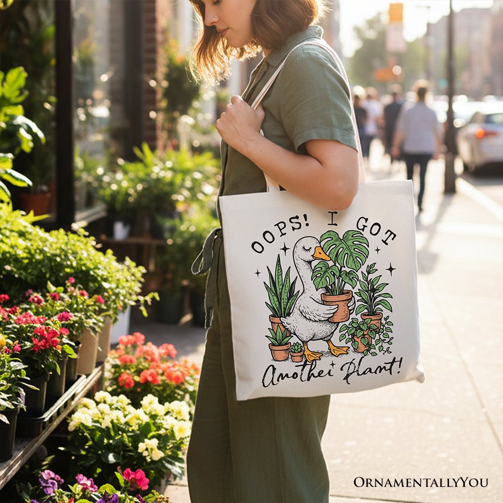 Oops I Got Another Plant Goose Canvas Tote Bag, Sarcastic Gardening Humor Gift OrnamentallyYou