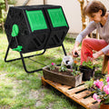 Dual Chamber Garden Compost Tumbler with Sliding Doors-Black & Green The Rooted Muse