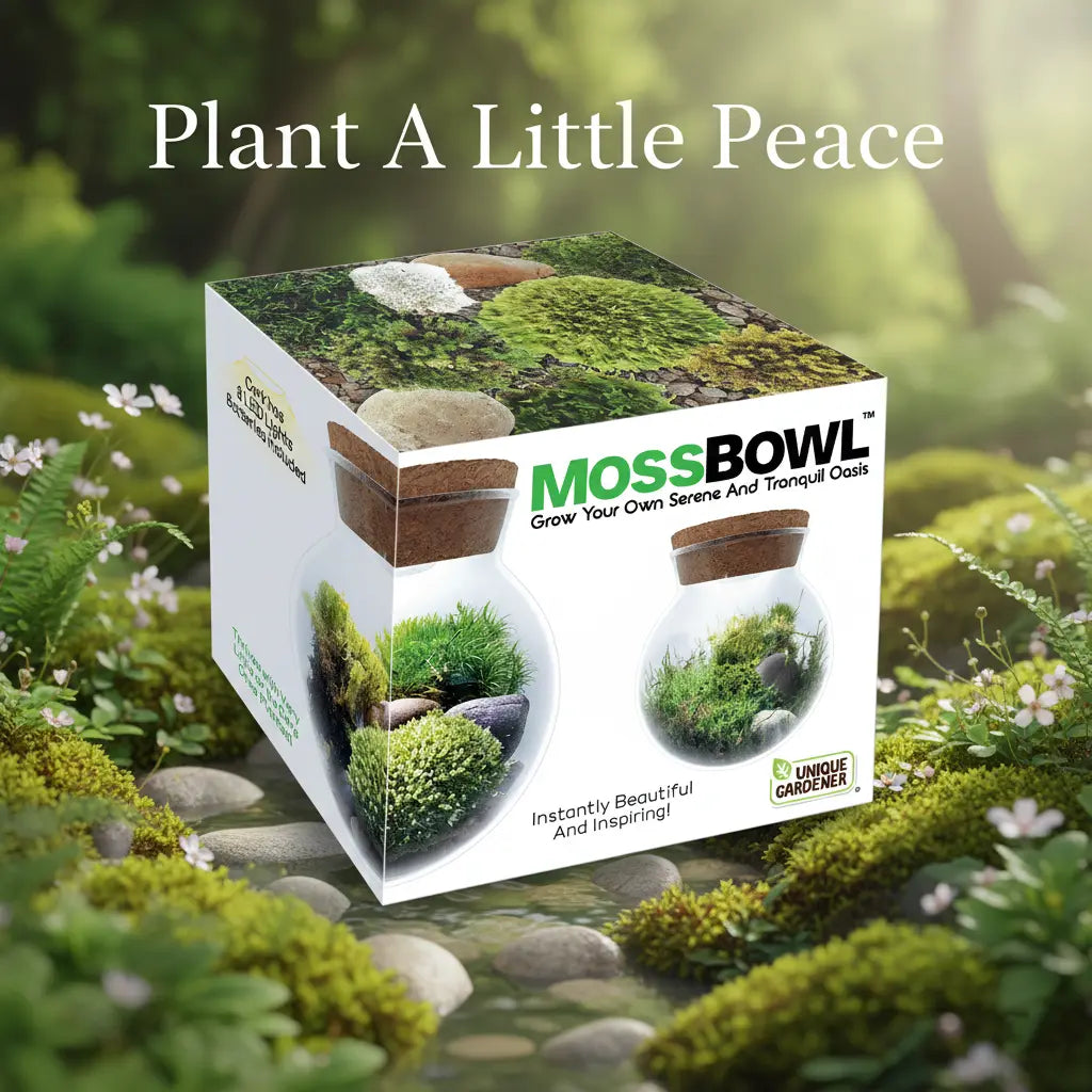 MossBowl- Grow Your Own Beautiful Moss Garden, Complete Kit Come with 3 Mosses! Unique Gardener