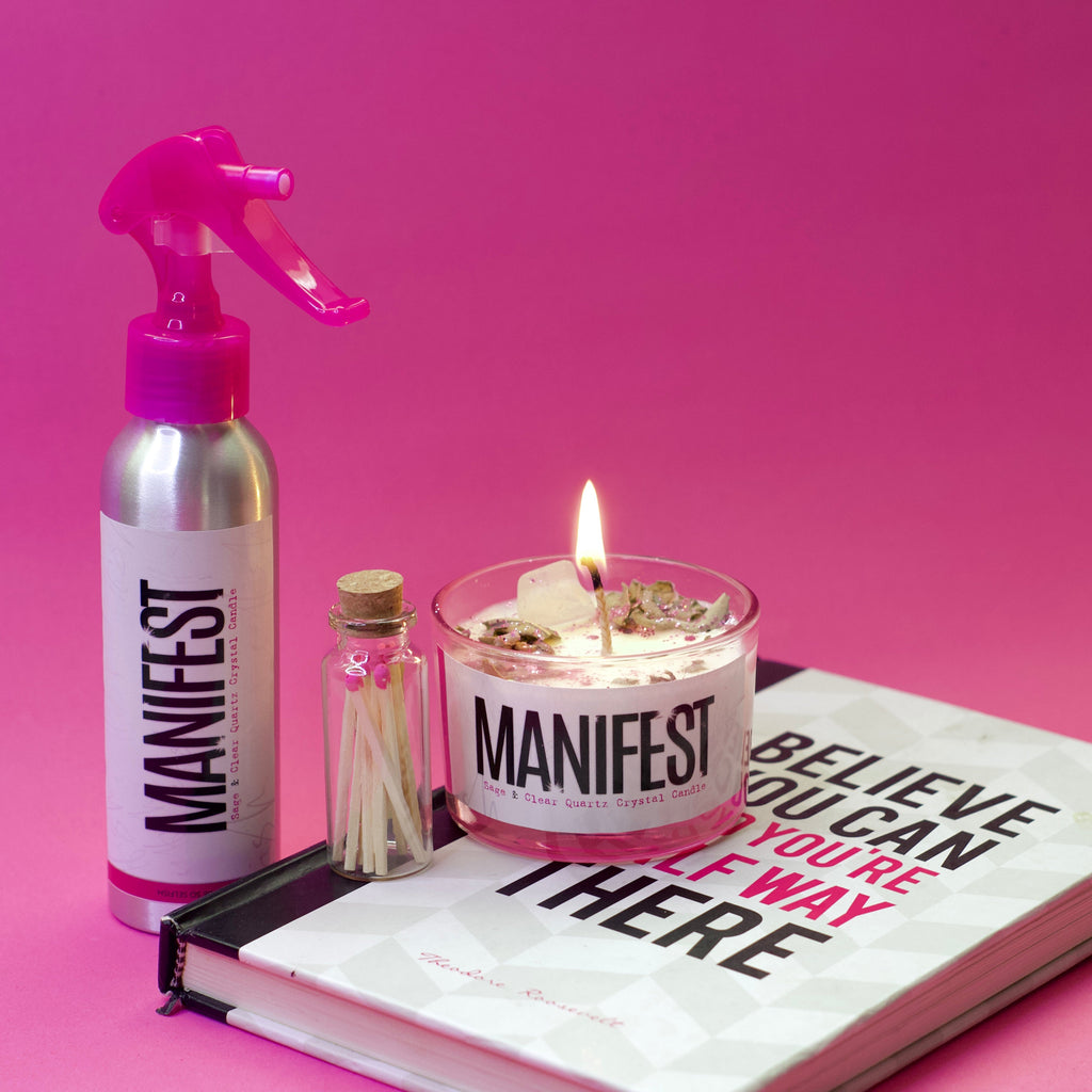 Candle "Manifest" Sage & Crystal Be So Selfish
