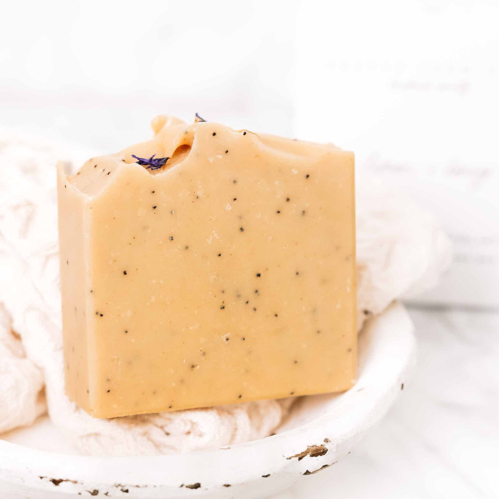 Lemon + Honey + Poppy Seed Handmade Tallow and Goat Milk Soap Bar Pretty farm girl