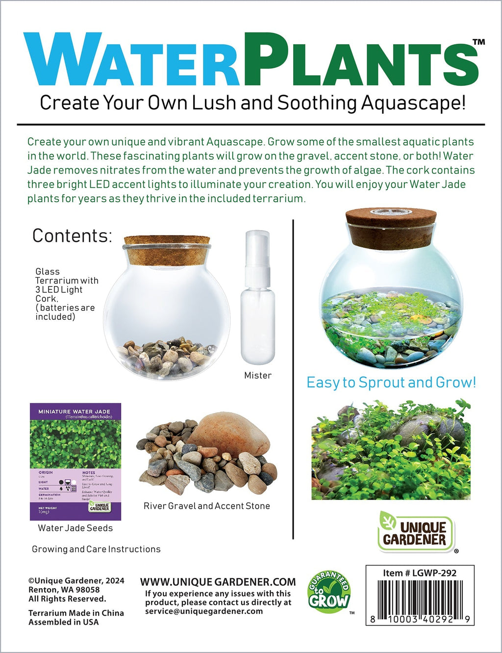 WaterPlants- Grow Lush Aquatic Plants from Seed! Thrives With Minimal Care Unique Gardener