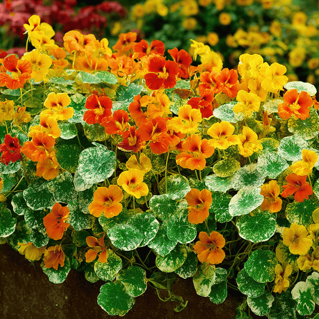 Alaska Mix Nasturtium – 25 Seeds Southern Seeds