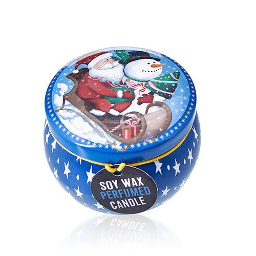 Art Tin Candle - Assorted Design - Vintage Christmas - Spiced Orange Rooted Treasures Farms