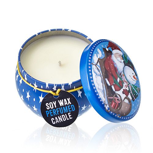Art Tin Candle - Assorted Design - Vintage Christmas - Spiced Orange Rooted Treasures Farms