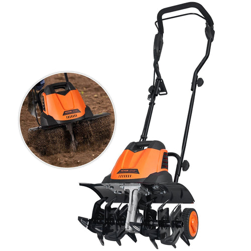 12 Amp Electric Tiller, 18" Tilling Width 3.94" Tilling Depth Corded Electric Tiller/Cultivator, Steel Mn Tines, Rototiller for Garden Lawn Soil Digging VYSN