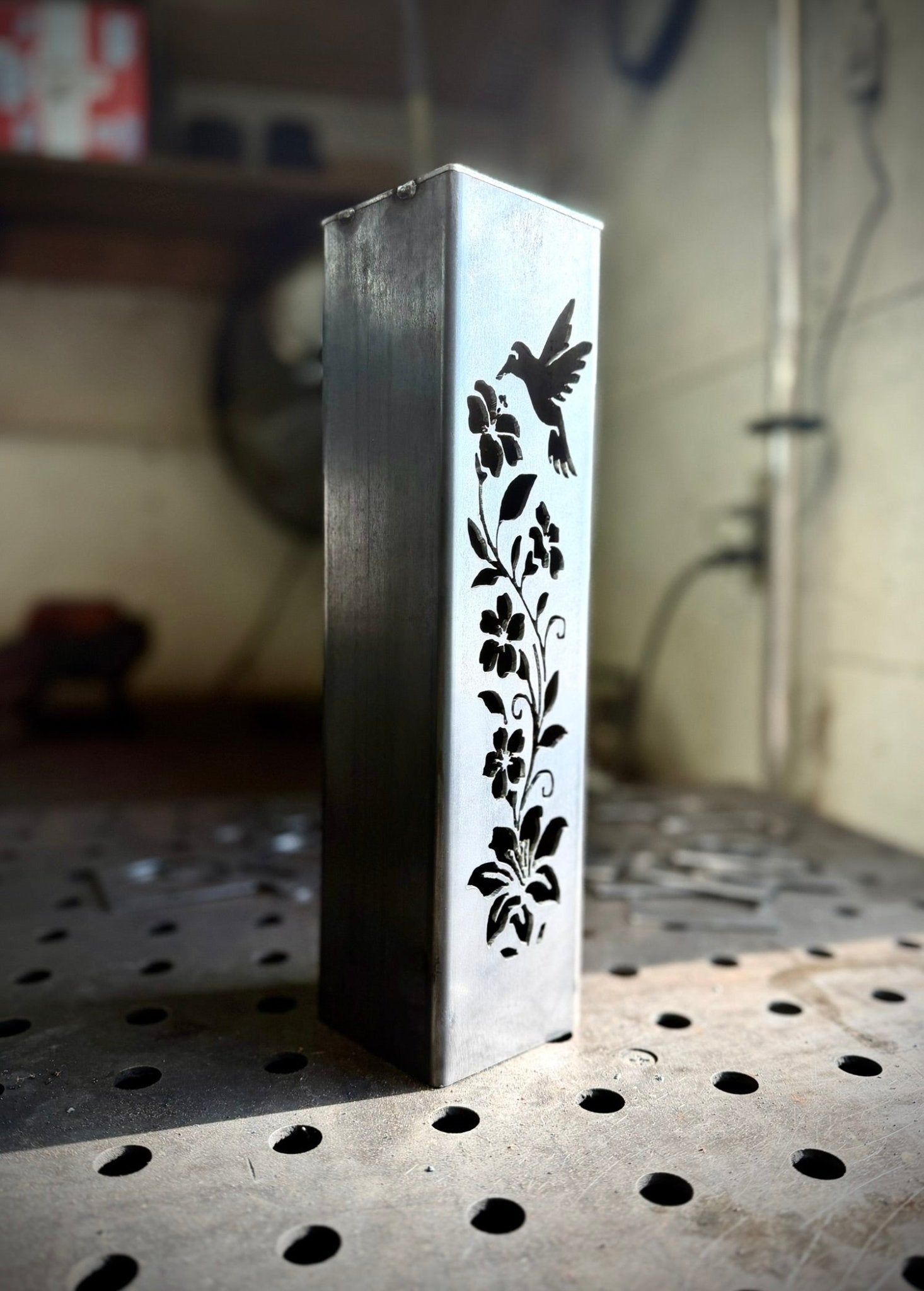 Hummingbird Garden Glow Solar Luminary Pillar - Steel Northern Forge, LLC