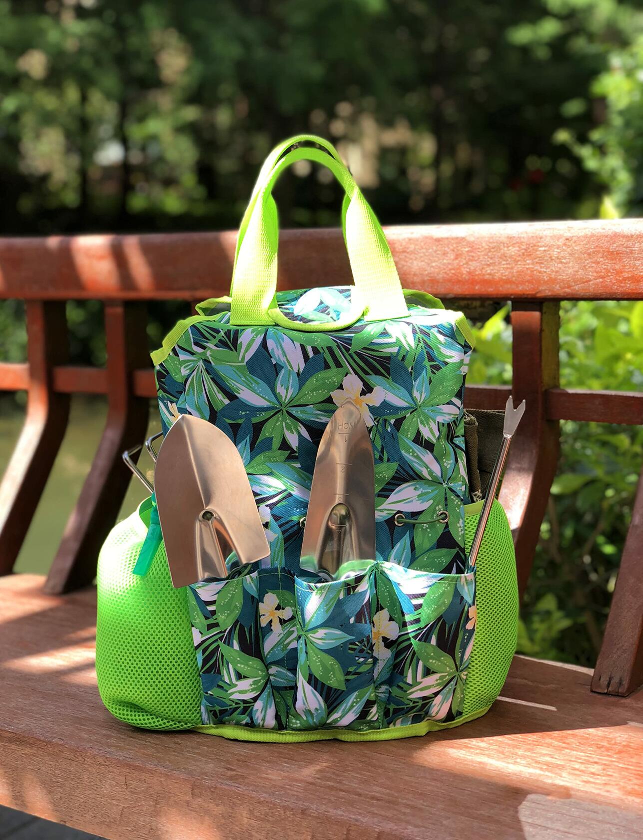 9-Piece Garden Tools Set with Gloves and Colorful Tote - Gardening Kit Deal US