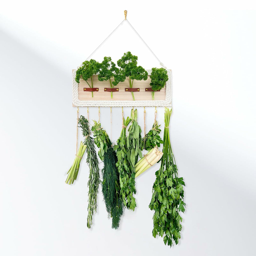 heiwinner Herb Drying Rack Hanging Rustic Wood 4-Compartment 15.7x5.9x0.59 Deal US